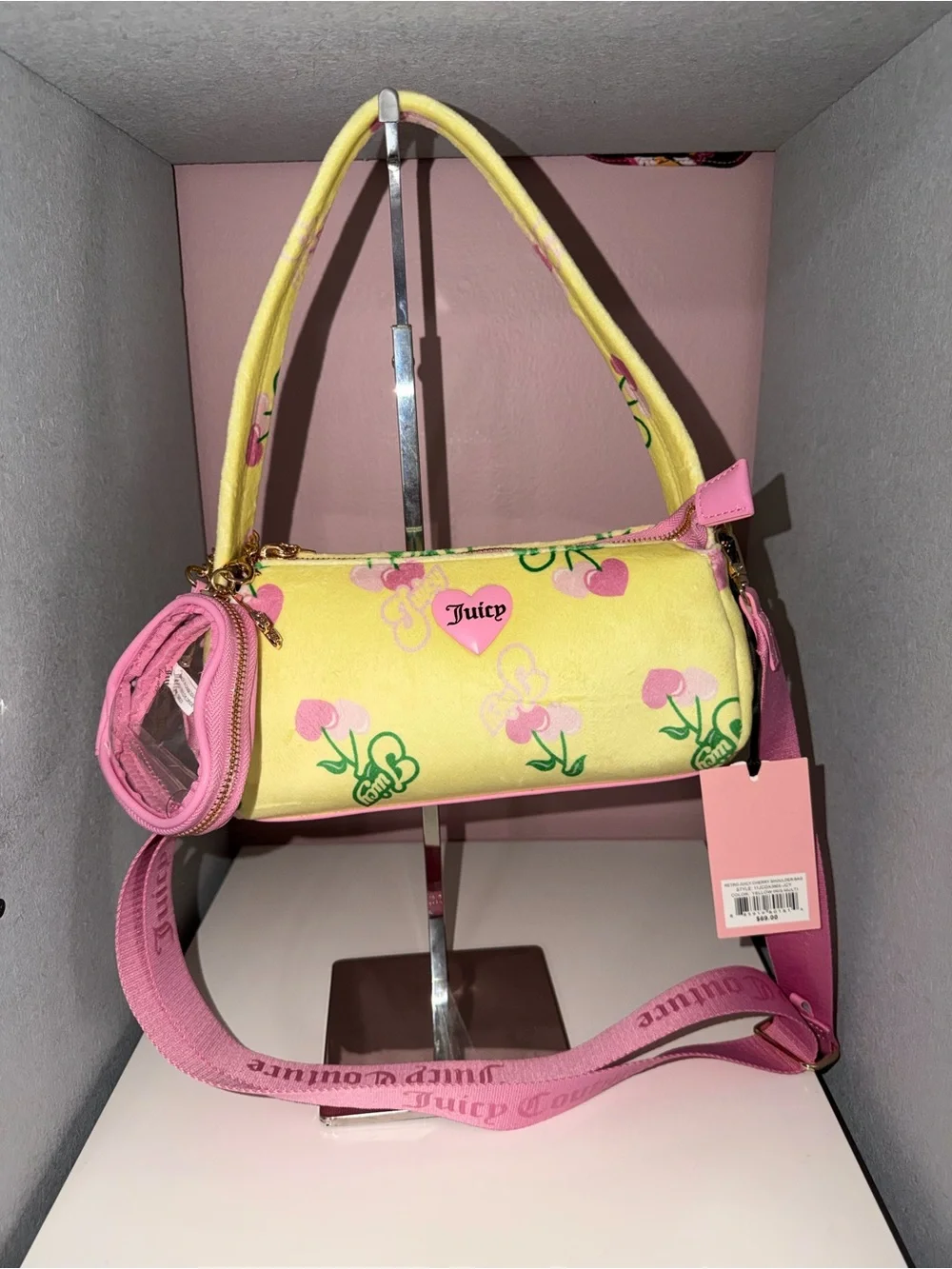 Juicy Couture Retro Juicy Cherry Shoulder Bag NWT Yellow Iris Multi